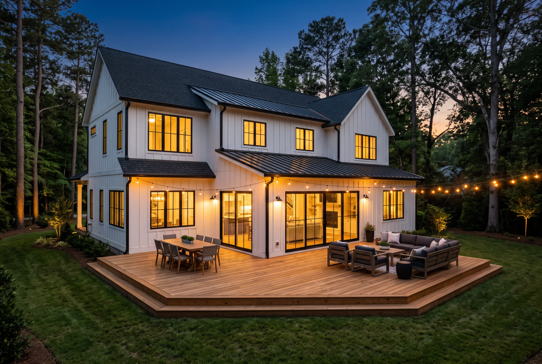 Rear deck at dusk
