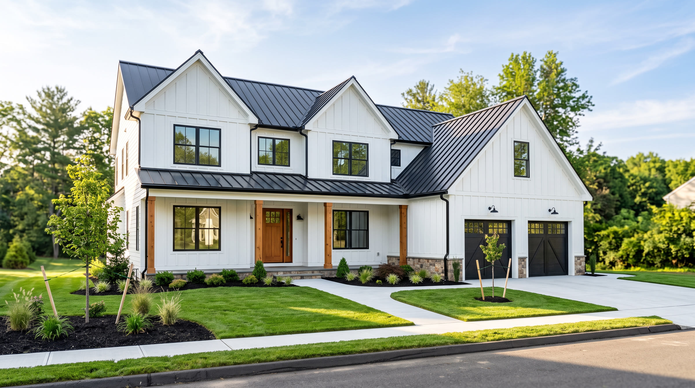 Finished modern farmhouse exterior