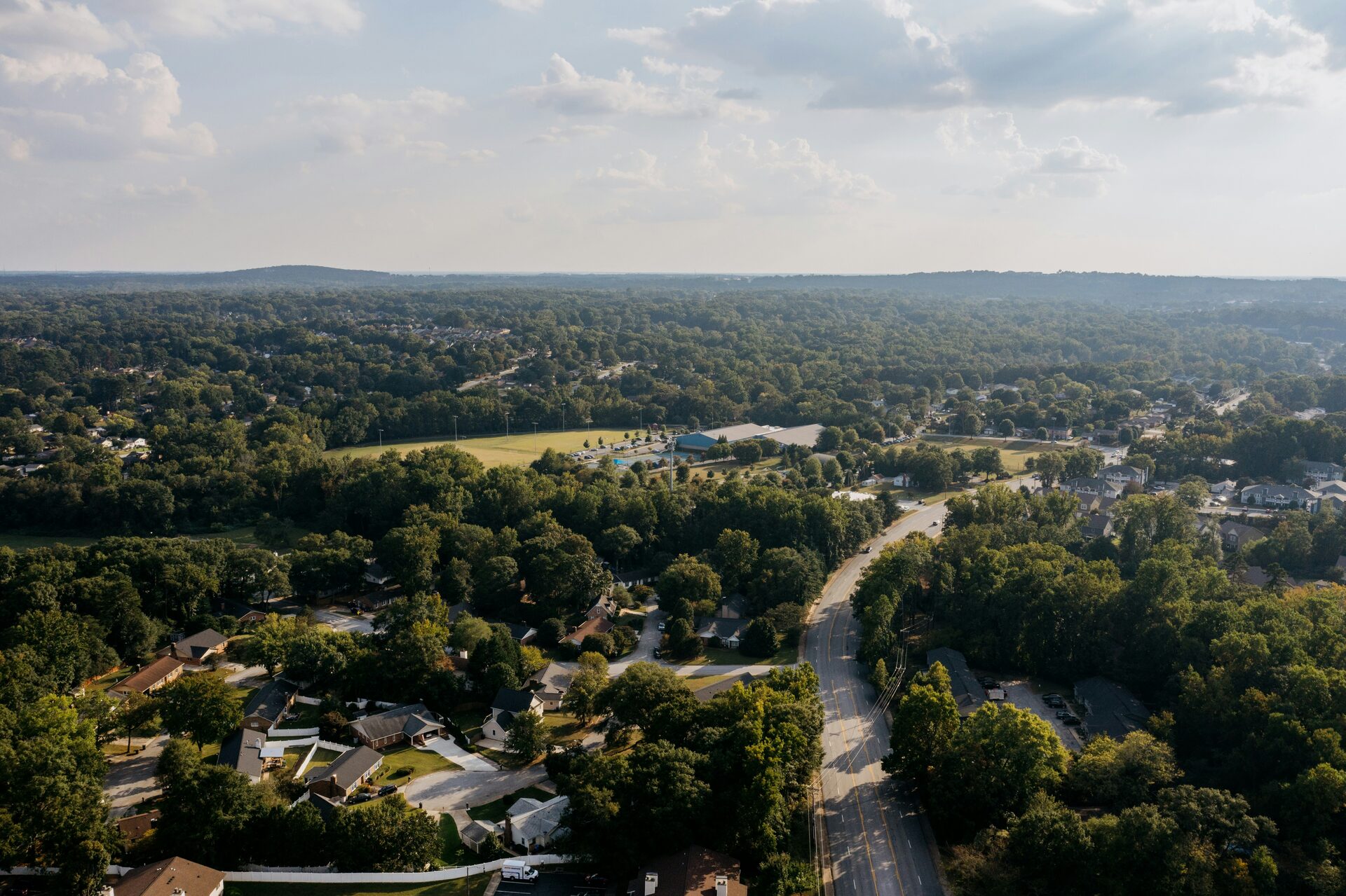 Connecticut neighborhood aerial view